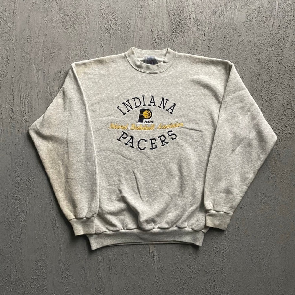 Vintage Indiana Pacers NBA Sweatshirt Mens Large Grey 90s Logo 7